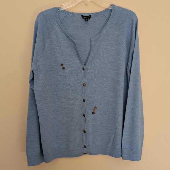 Sky Blue merino wool button detail cardigan XL EUC no brand, tag snipped - Picture 1 of 10